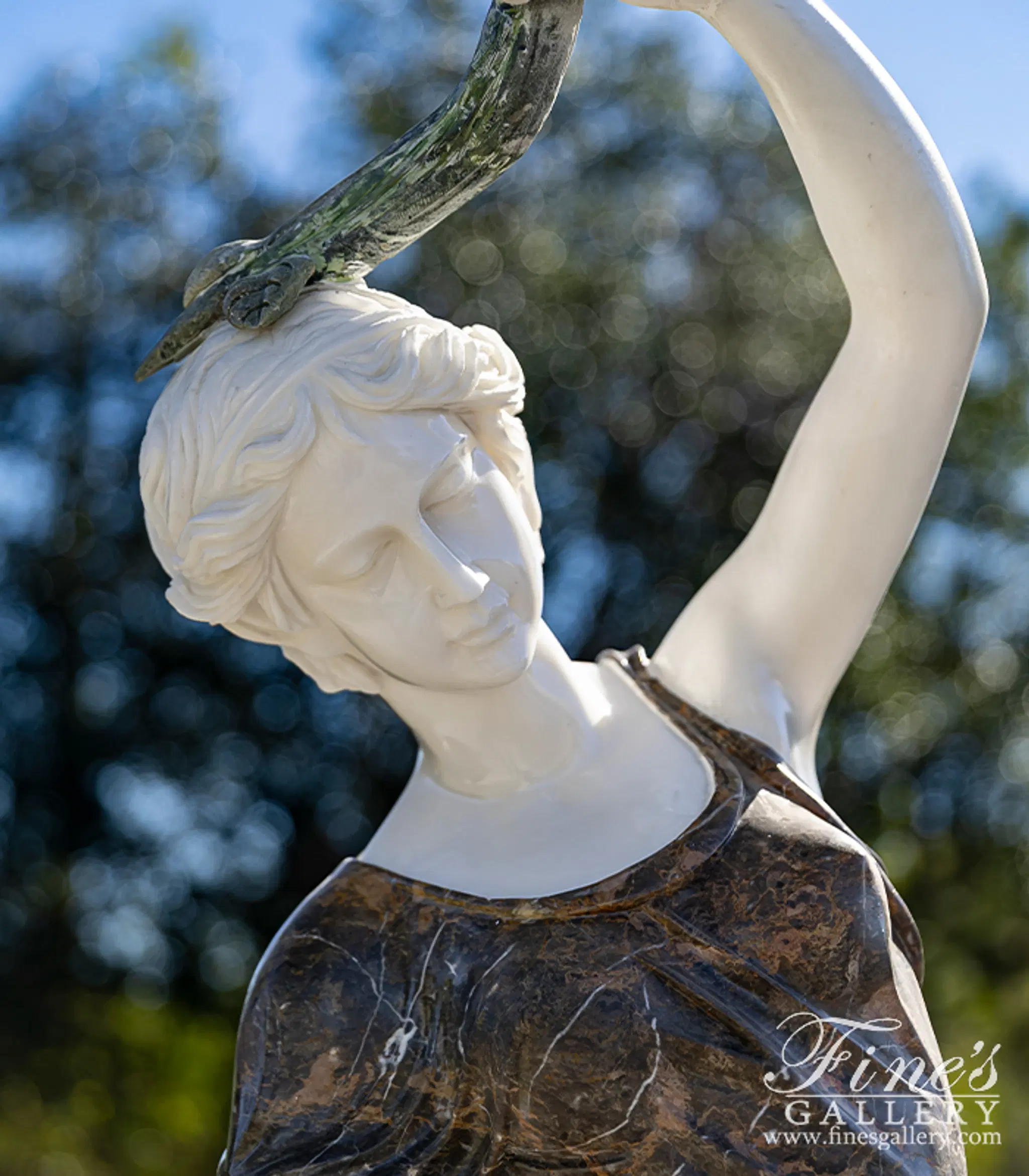 Marble Statues - Victorian Lady With Lamp Post In Marble - MS-1444